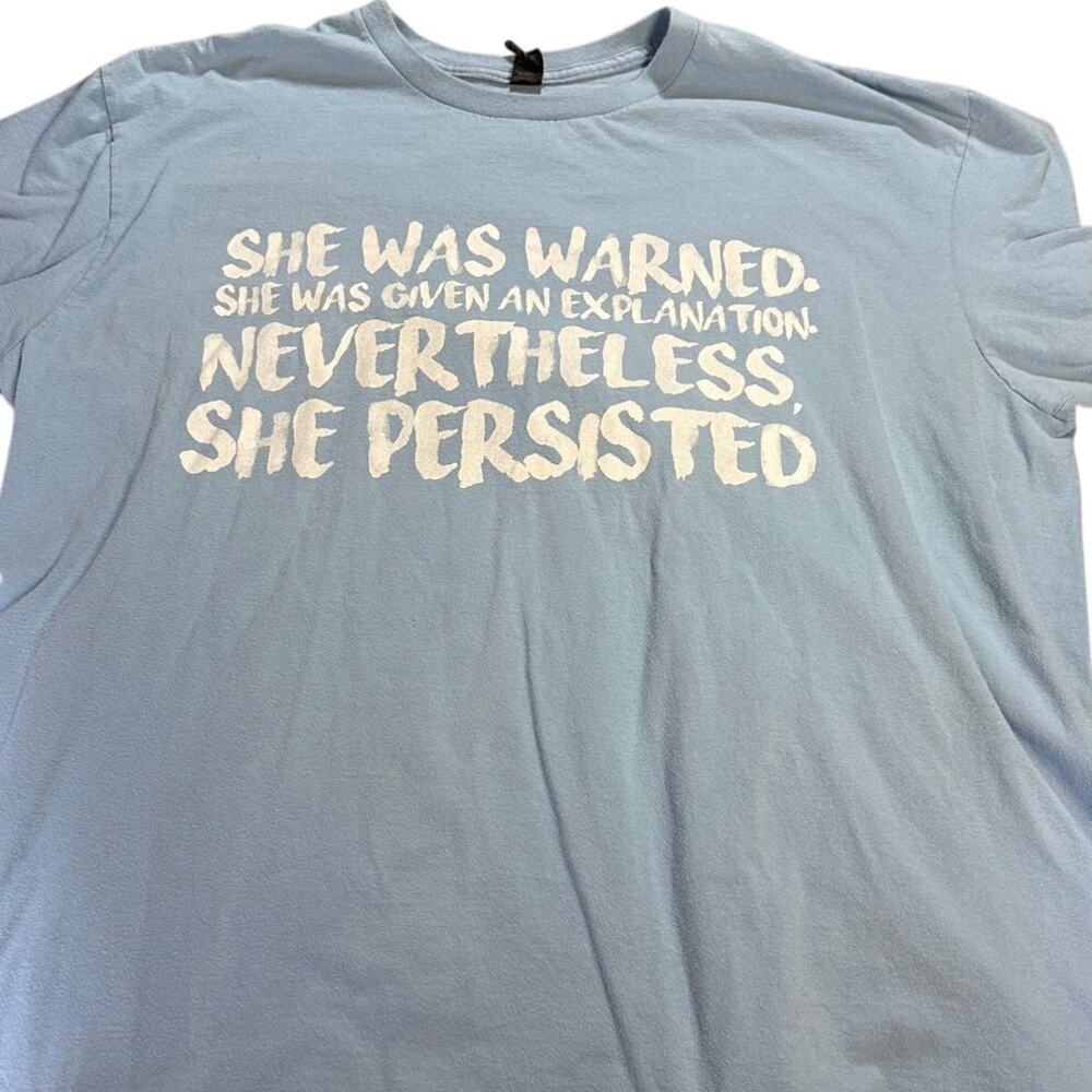 Nevertheless She Persisted Elizabeth Warren Feminist T Shirt 2XL Blue
